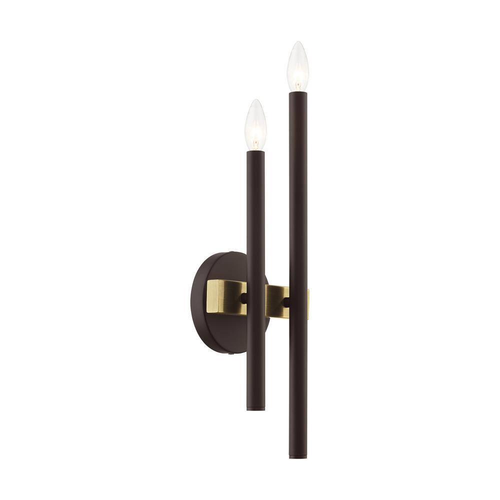 Denmark Bronze & Antique Brass 2-Light Dimmable Wall Sconce