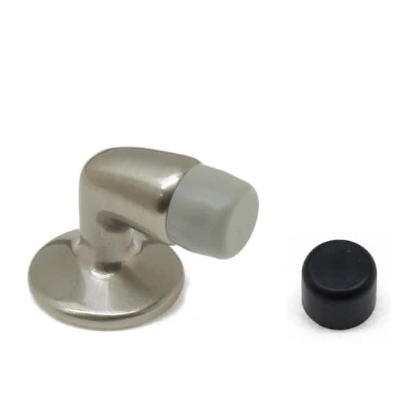 Mini Solid Brass Floor Mounted Gooseneck Door Stop in Satin Nickel