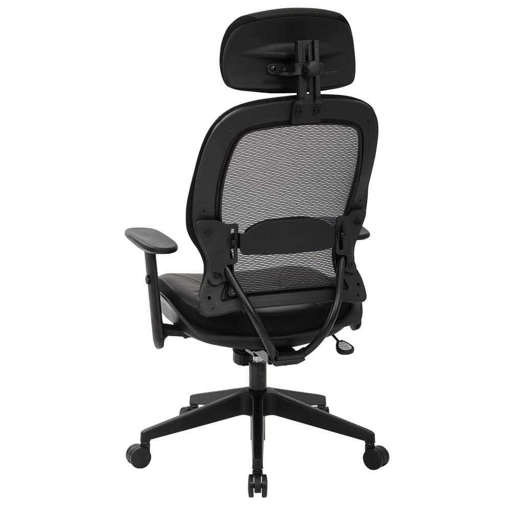 Executive High Back Black Leather Swivel Office Chair with Adjustable Arms