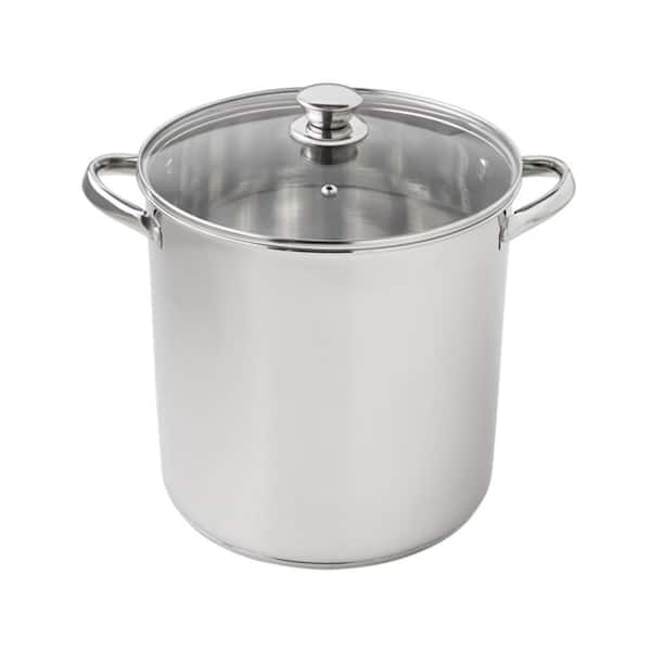 12 qt. Stainless Steel Stock Pot with Glass Lid, Induction Compatible,  Dishwasher Safe, Durable Kitchen Essential
