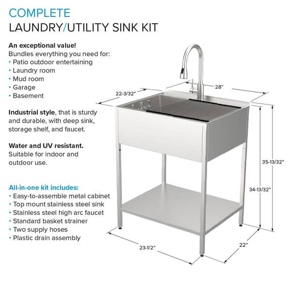 Transolid 29-in x 25.5-in 1-Basin White Freestanding Laundry Sink