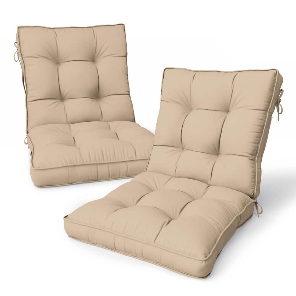 43 x 23 x 6 in. Outdoor Tufted Dining and Rocking Chair Cushion, Waterproof Replacement Seat, Sand (2-Pack)