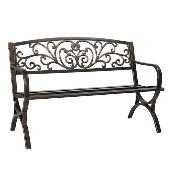 50 in. Bronze Metal Outdoor Bench