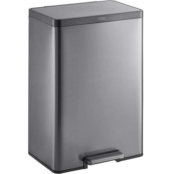 ITOPFOX 12 Gal. Gray/Charcoal Stainless Steel Step-On Metal Trash Can