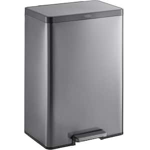 12 Gal. Gray/Charcoal Stainless Steel Step-On Metal Trash Can