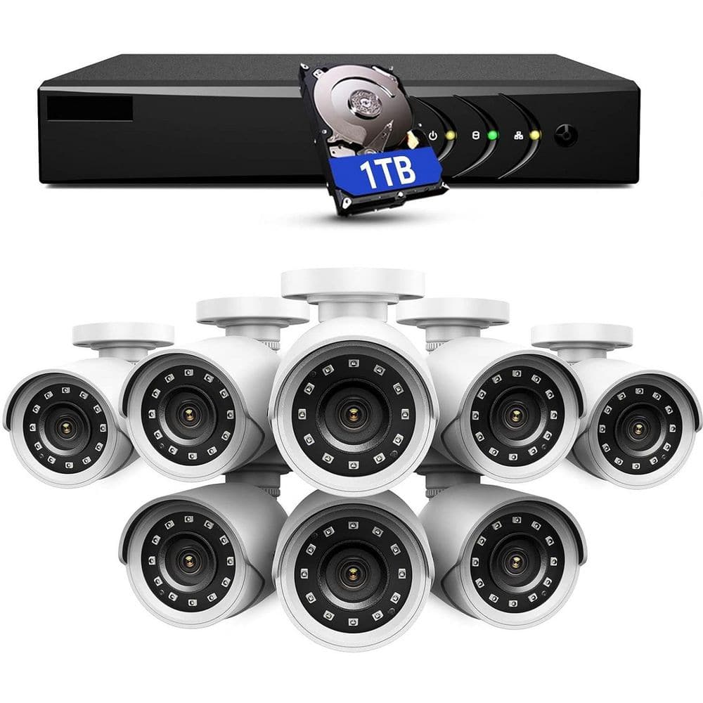 Yichuhaoxi 1080p 8 Channel Wired CCTV Security Camera System with