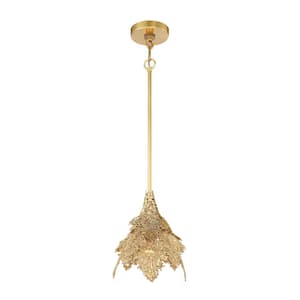 Evergold 1-Light India Gold Leaf Artistic Mini Pendant with Vintage Brass Casting