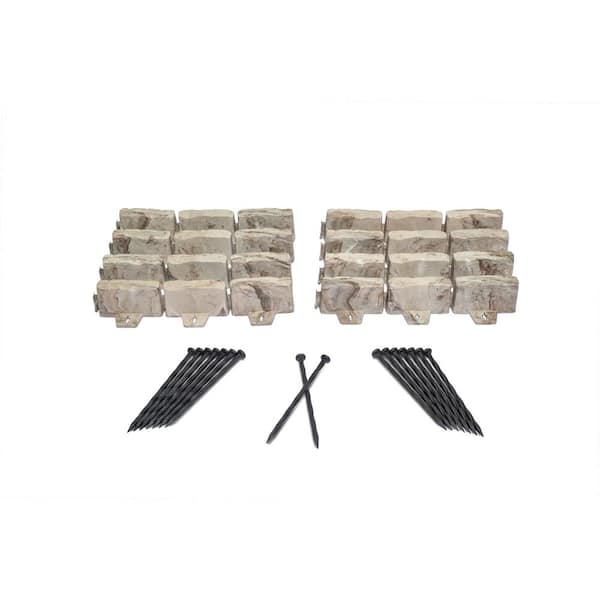 Vigoro Decorative Faux Stone 10 ft. x 2.7 in. Brown Plastic No-Dig Landscape Edging Kit