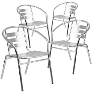 Stackable Metal Outdoor Dining Chair in Aluminum (Set of 4)