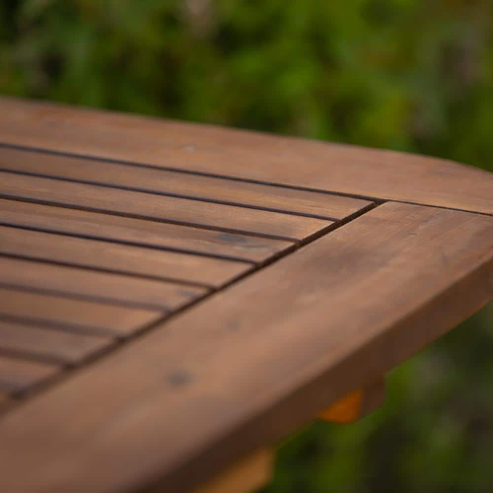 Extendable Solid Acacia Wood Outdoor Dining Table in Dark Brown