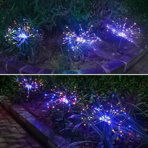 Patio Yard Flowerbed Warm White 1 PCS Solar Garden Lights with 105 LEDs Solar Firework Lights Solar Powered String Light for Garden
