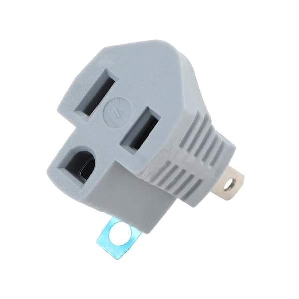 15 Amp Single Outlet Grounding Adapter, Gray