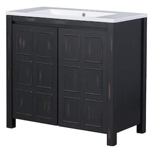 36 in. W x 18 in. D x 34 in. H Freestanding Bath Vanity in Espresso with Single Sink and Resin Top