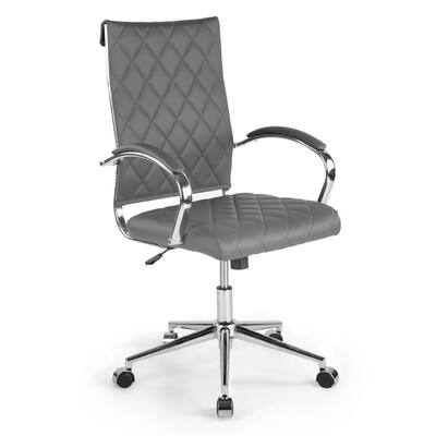 25 in. Width Big and Tall Gray Upholstery Executive Chair with Adjustable Height