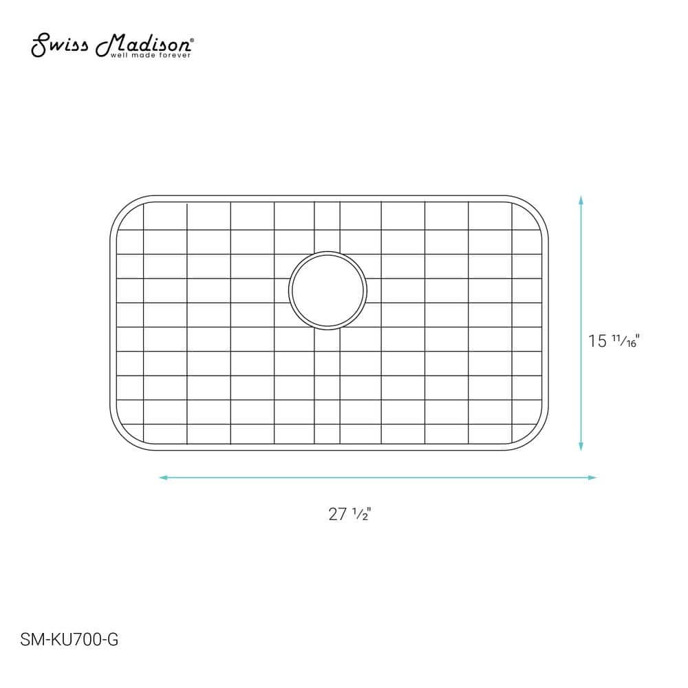 Swiss Madison 30x18 Stainless Steel Undermount Kitchen Sink Grid