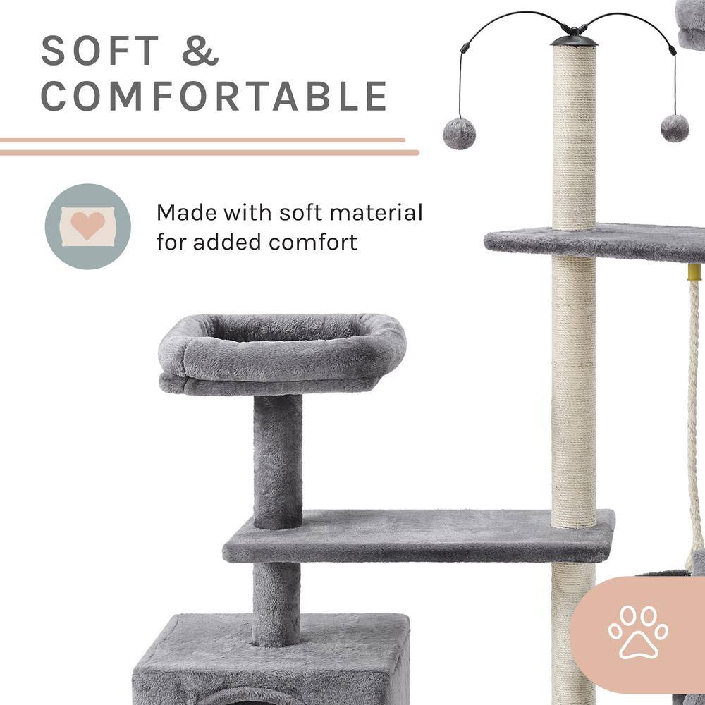 Longshot 53" Gray Multi-Tiered Cat Tree with Toys