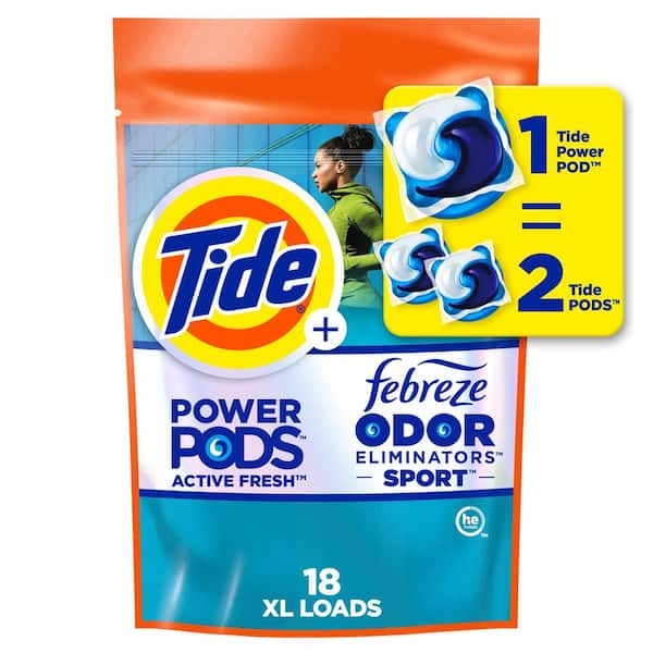 Tide Febreze Odor Eliminator Sport Active Fresh Scent Laundry Detergent Pods, 18-Count