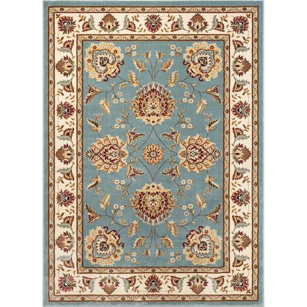 Well Woven Timeless Abbasi Light Blue 4 ft. x 5 ft. Traditional Area Rug