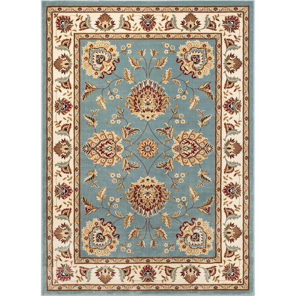 Well Woven Timeless Abbasi Light Blue 9 ft. x 13 ft. Traditional Area Rug