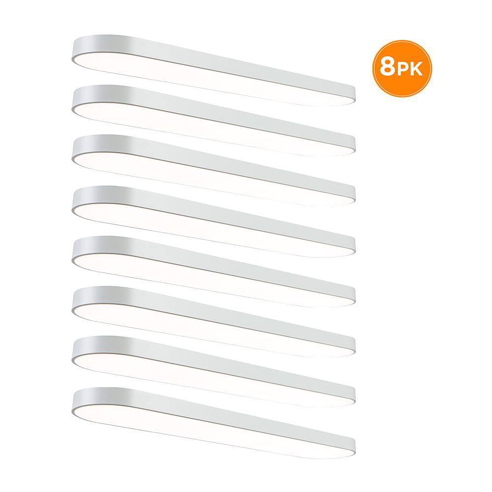 8-Pack 4 ft. x 10 in. LED Flush Mount Ceiling Light, Selectable CCT 2700K-5000K, Dimmable Low Profile 4000LM 55W, White price history on PriceWatchPro