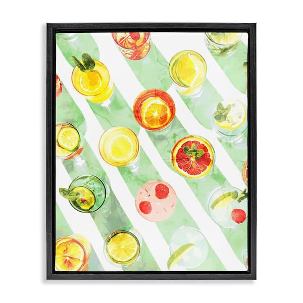 Stupell Industries Various Cocktails Aerial View by Daphne Polselli Black Floater Frame Food Graphic Art Print 21 in. x 17 in.