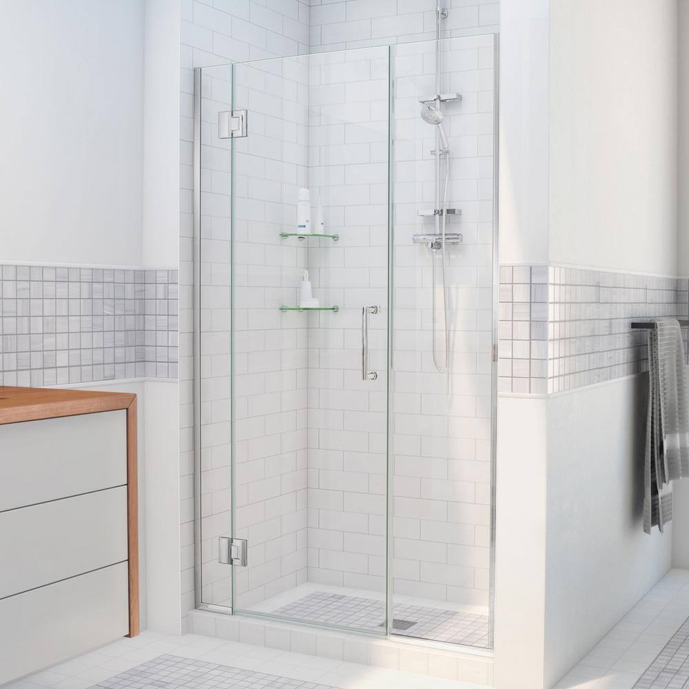 Unidoor-X 60" Frameless Clear Glass Shower Door with Black Hardware