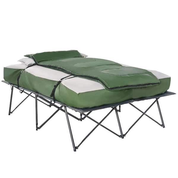 Tunearary Outdoor Camping Beach Portable Collapsible Camping Bed Set with 2-Pillows and Inflatable Sleeping Pad