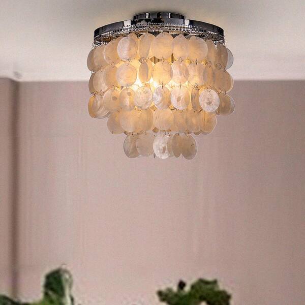 gold capiz drum flush mount ceiling light