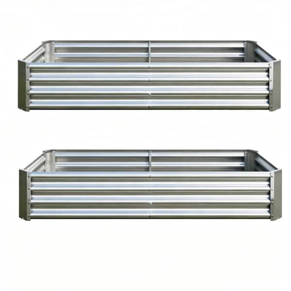6×3×1 ft Silver Rectangle Outdoor Galvanized Metal Raised Garden Beds(2-Pack)