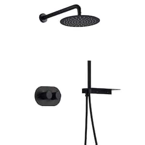 Double Handle 1-Spray Wall Mount Shower Faucet 2.5 GPM with High Pressure Thermostatic Shower System in Matte Black