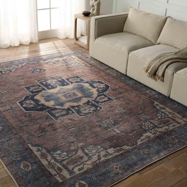 Barrymore Blue/Dark Brown 10 ft. 6 in. x 14 ft. Medallion Indoor Area Rug