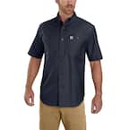 Men's Large Navy Cotton/Spandex Rugged Flex Rigby Short Sleeve Work Shirt