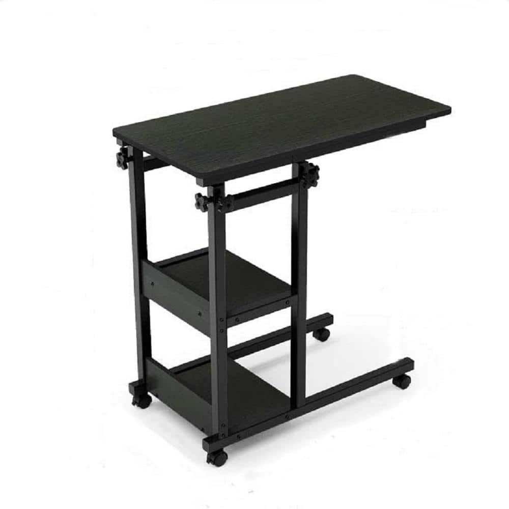 TRIBESIGNS WAY TO ORIGIN andrea 31.5 in. Black Adjustable Height Rectangle  Wood Side Table with Casters HD-ZYC011021 - The Home Depot