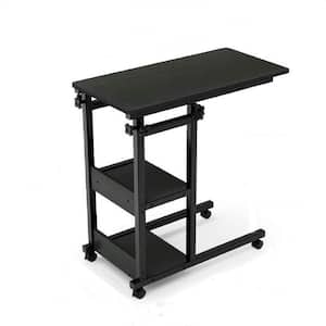 andrea 31.5 in. Black Adjustable Height Rectangle Wood Side Table with Casters