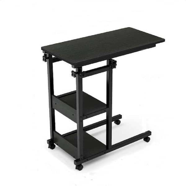 TRIBESIGNS WAY TO ORIGIN andrea 31.5 in. Black Adjustable Height Rectangle Wood Side Table with Casters