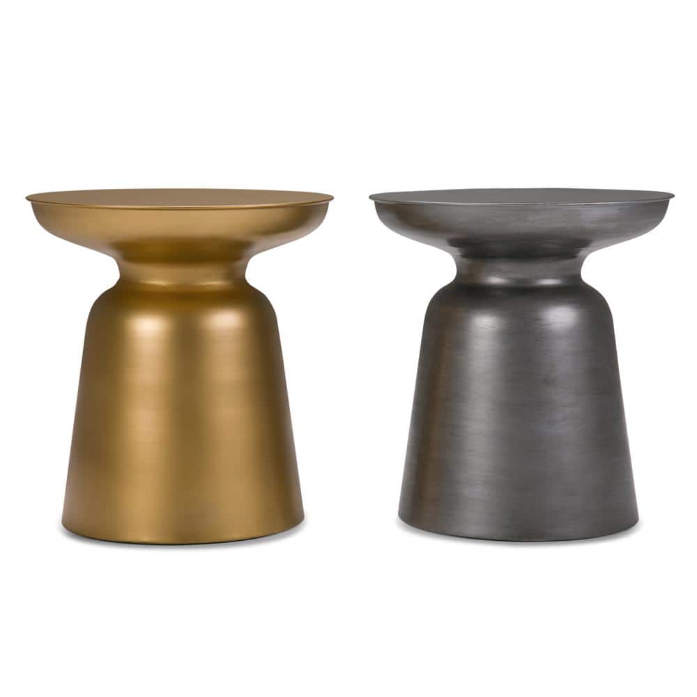 Toby Gold Round Metal Accent Side Table