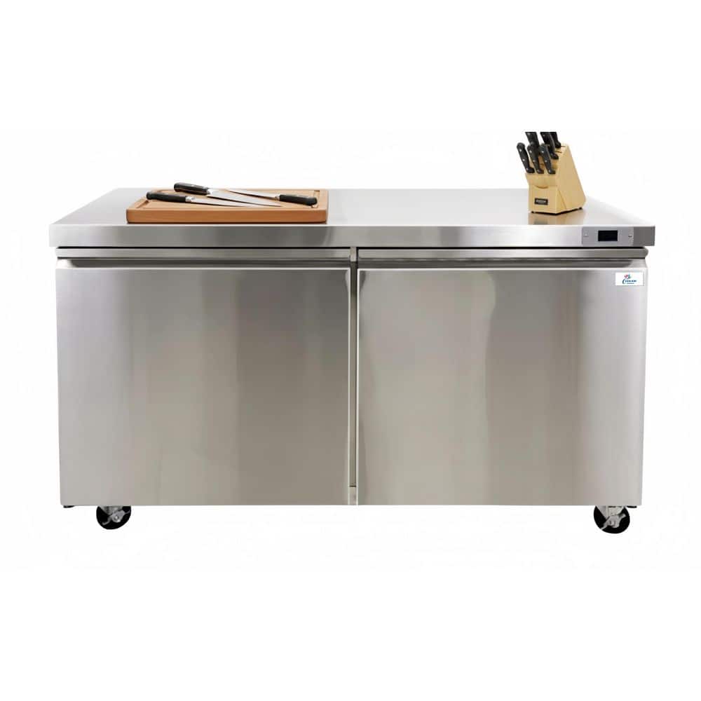 60 in. W  15 cu. ft. NSF Commercial Auto Defrost Upright Undercounter Freezer in Stainless Steel