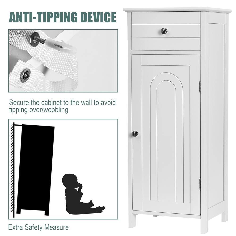 Abilene White MDF Living Room Storage Cabinet with Drawer & Shelves