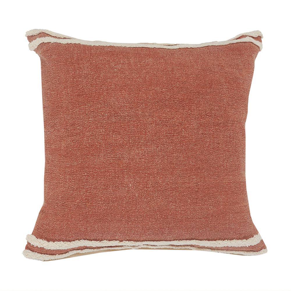 Cinnamon and White Striped Square Throw Pillow, 20" x 20"