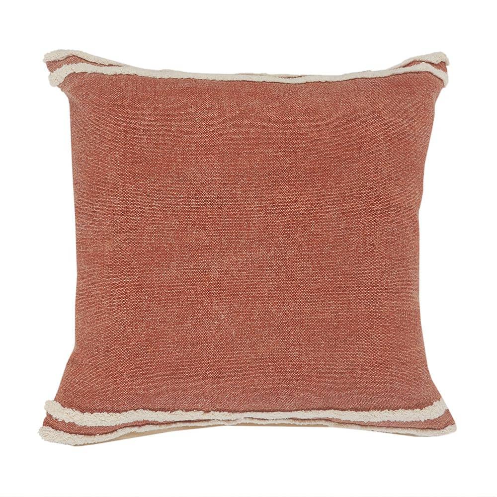 Tufted Soft Cinnamon Brown / White Striped Cozy Poly-fill 20 in. x 20 in. I
