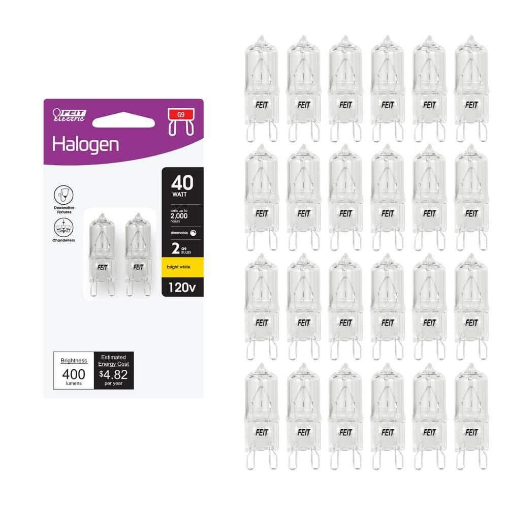 40-Watt Bright White (3000K) T4 G9 Bi-Pin Base Dimmable Decorative Halogen Light Bulb (24-Pack)