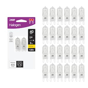 40-Watt Bright White (3000K) T4 G9 Bi-Pin Base Dimmable Decorative Halogen Light Bulb (24-Pack)