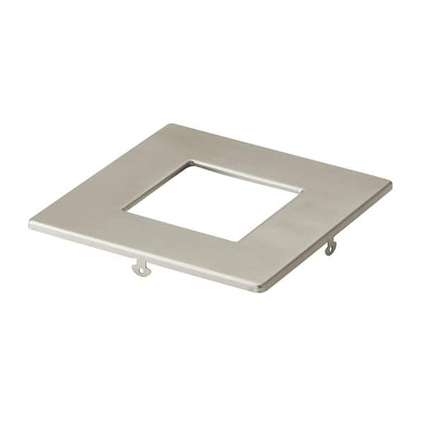 Direct-to-Ceiling 4 in. Brushed Nickel Square Ultra-Thin Recessed Light Trim (1-Pack)
