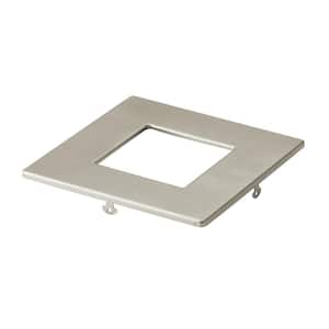 Direct-to-Ceiling 4 in. Brushed Nickel Decorative Square Ultra-Thin Recessed Light Trim