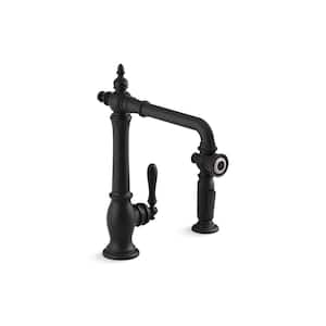 Artifacts Single-Handle Kitchen Sink Faucet with Sidesprayer in Matte Black