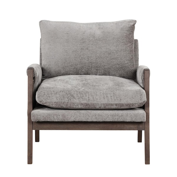 JASIWAY Mid-Century Gray Velvet Upholstery Arm Chair Accent Chair Leisure Chair Set of 1 with Wood Legs