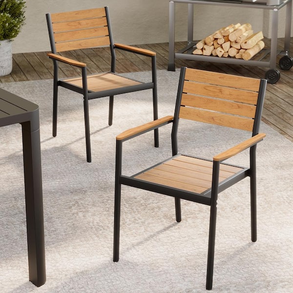 Crestlive Products Stackable Brown Outdoor Dining Chair (2-Pack)