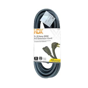 9 ft. 12/3 20 Amp 250-Volt Air Conditioner Extension Cord, Grey