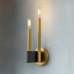 Lupe 2-Light 4.7 in. Modern Wall Sconce in Brass
