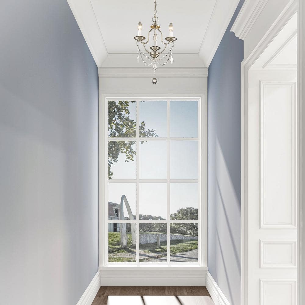 Elegant Brushed Nickel 3-Light Mini Chandelier with Crystal Accents
